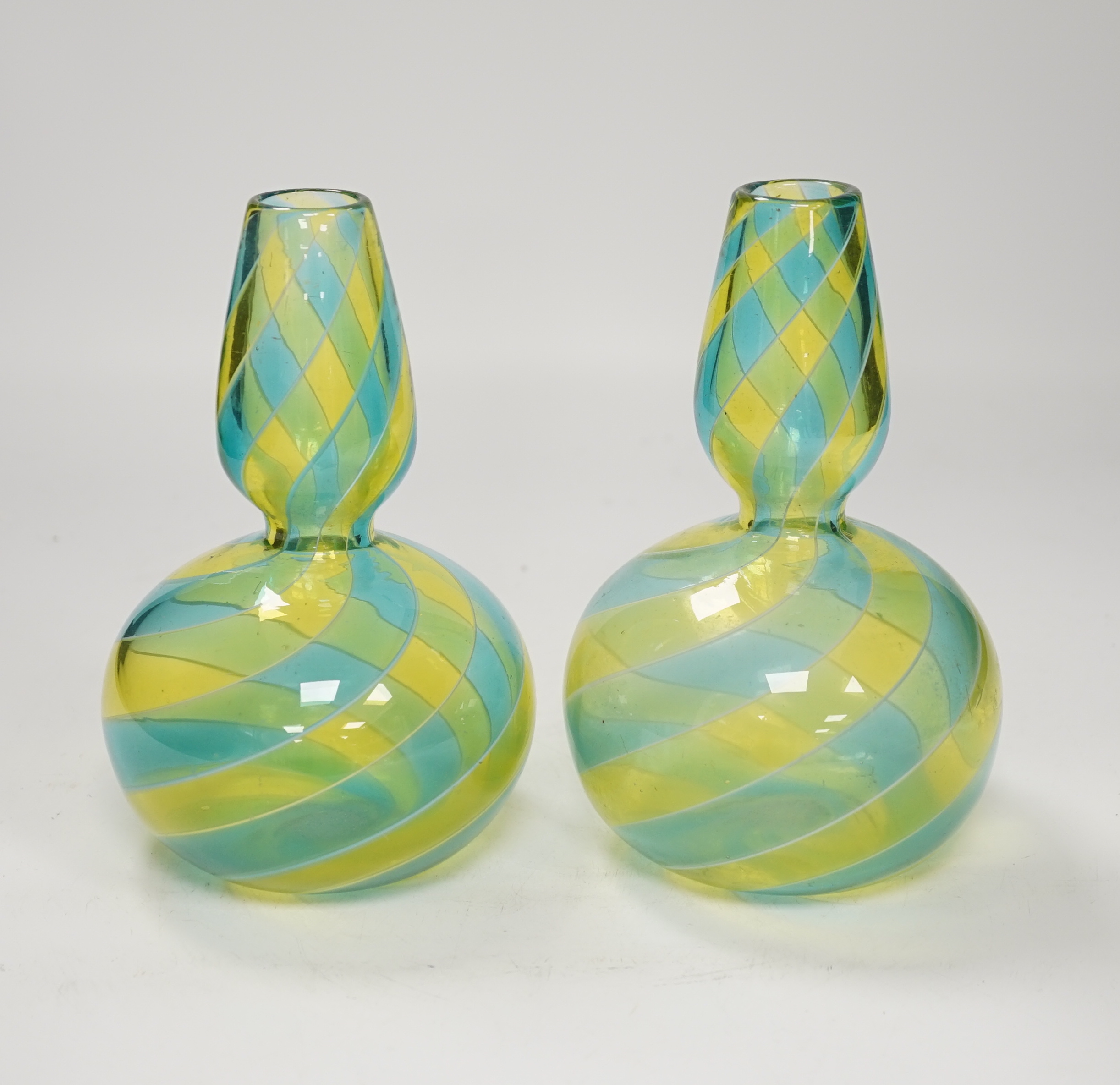 A pair of Murano art glass vases, 18cm high